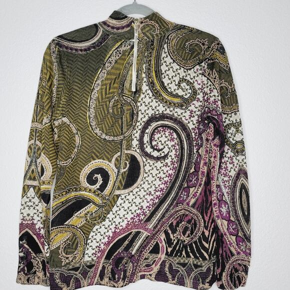 CHICO'S Mixed Neutral Paisley Mock Neck Sweater Perfect Layering Piece, NWOT - Picture 2 of 9